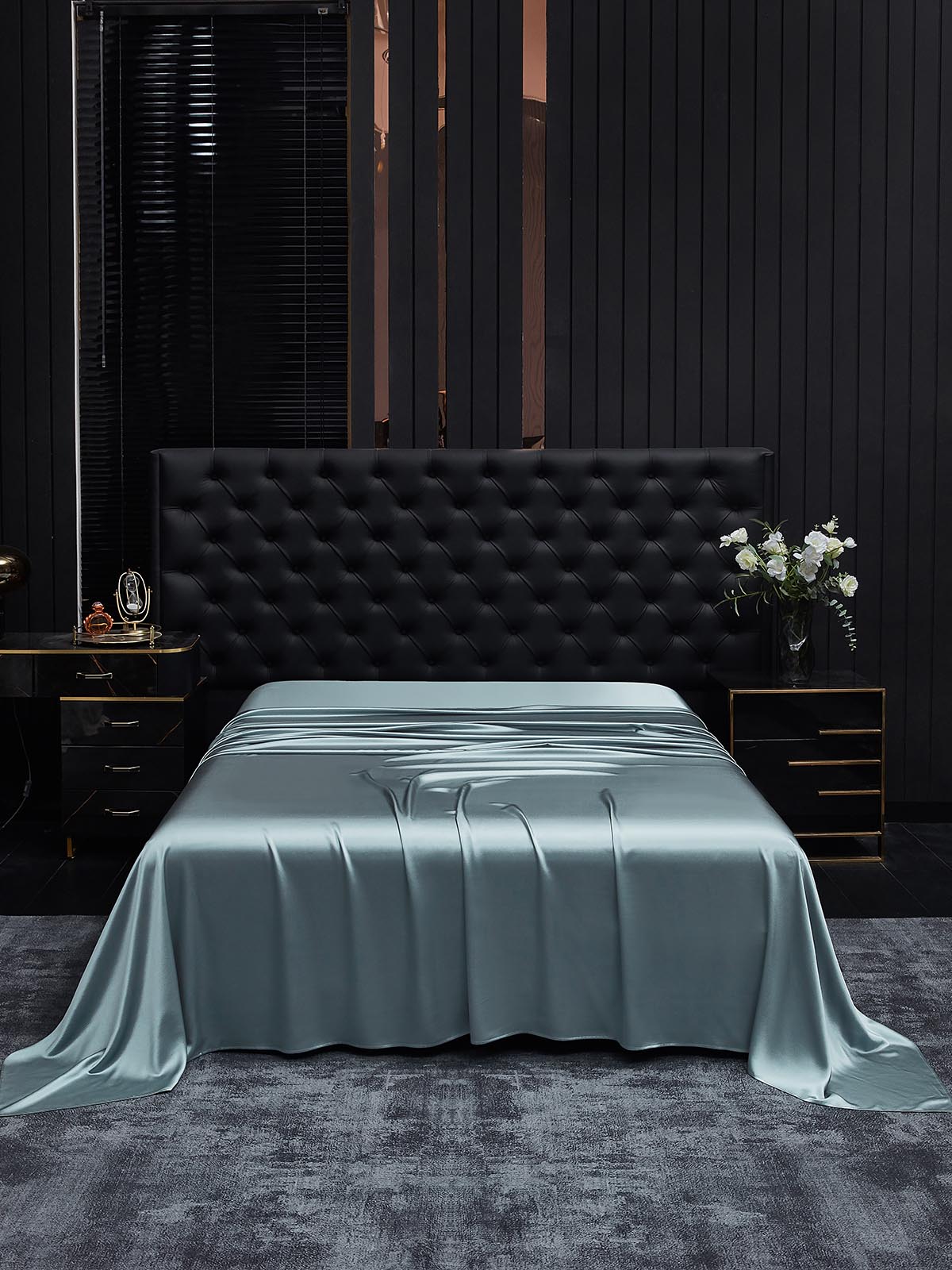 [Blu Grigiastro] SilkSilky-IT 22Momme Seta pura Sheet 001