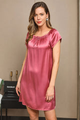 [Malva Pallido] SilkSilky-IT Cap Sleeve Square Neck Camicia da notte 006
