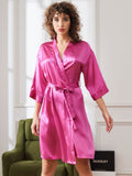 SilkSilky IT Seta pura A metà Womens Robe Rosa 003