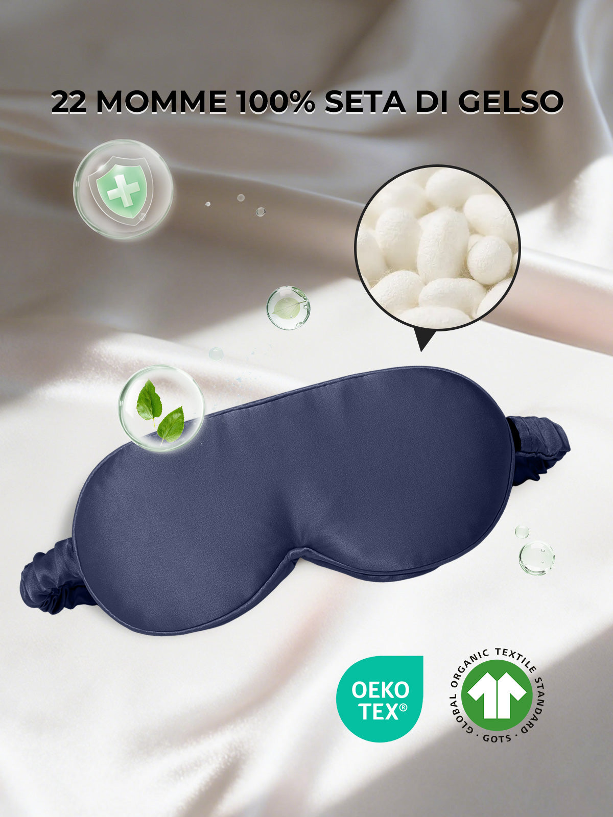 [Blu Scuro] SilkSilky-IT Seta pura Eye Mask 002