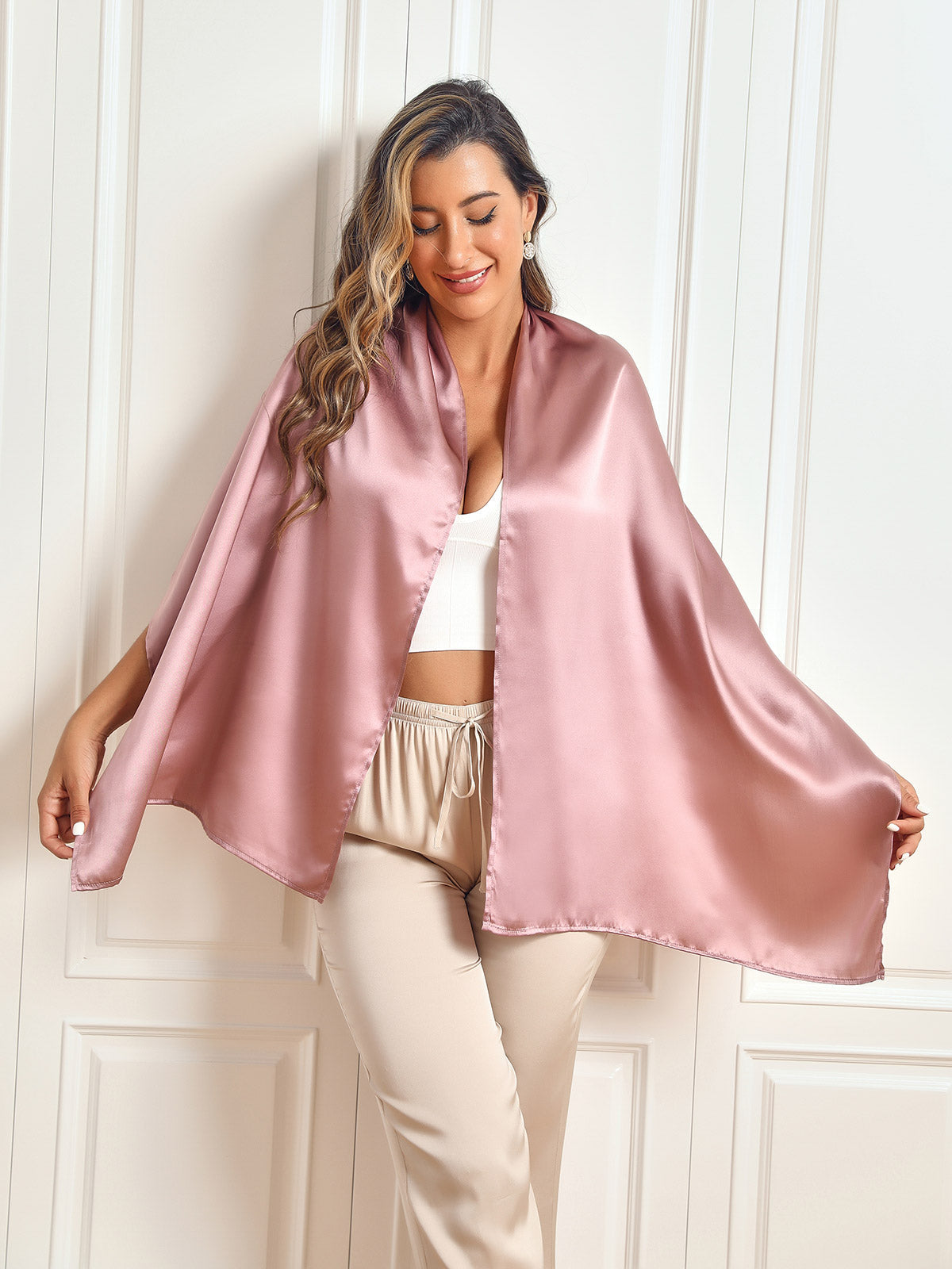 SilkSilky-IT Seta pura Scarf MalvaPallido 001