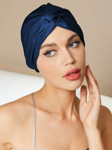[Blu Scuro] SilkSilky-IT Cuffia di seta 001