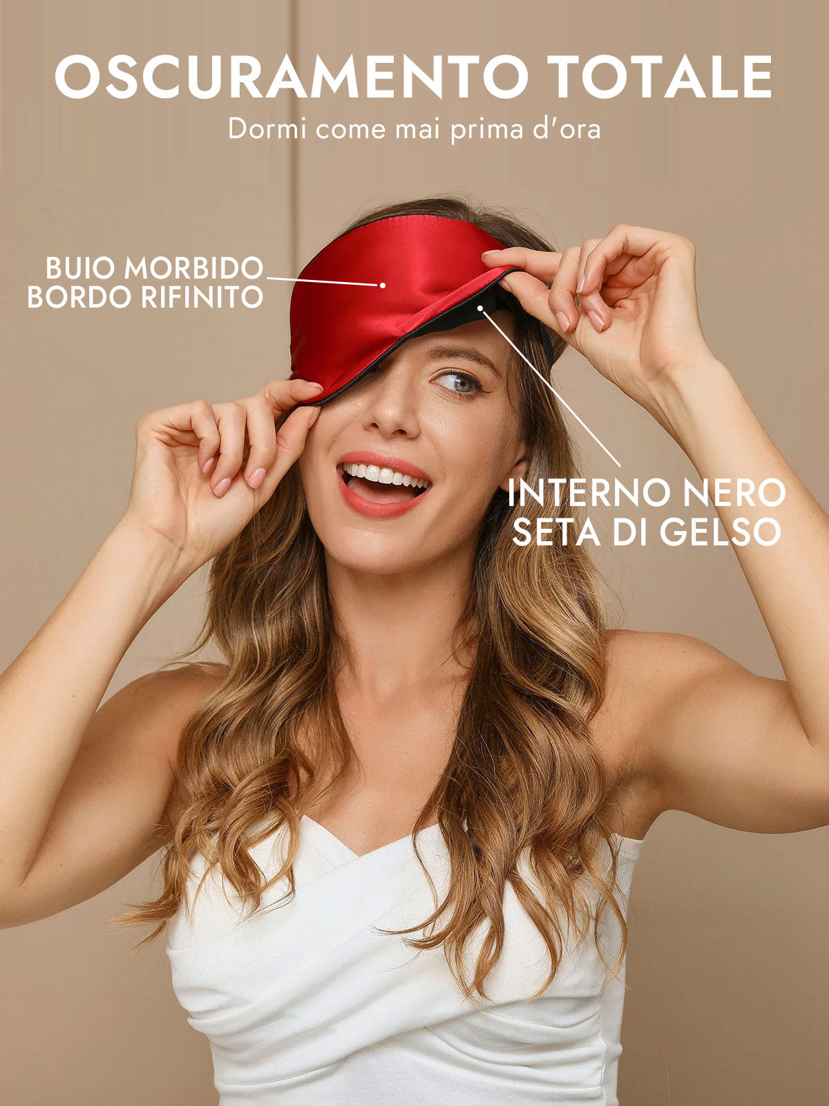 [Rosso] SilkSilky-IT Mascherina da Notte 002