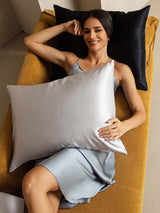[GrigioChiaro+Bianco] SilkSilky-IT 22Momme Seta pura Pillowcase 003