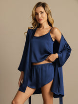 [Blu Scuro] SilkSilky-IT 3/4 Sleeve Scoop Neck Pigiami da donna 001