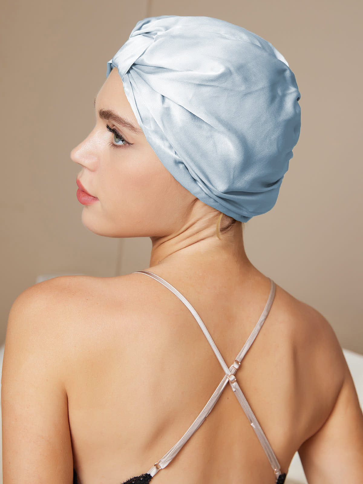 [Azzurro] SilkSilky-IT Seta pura Sleep Cap 002