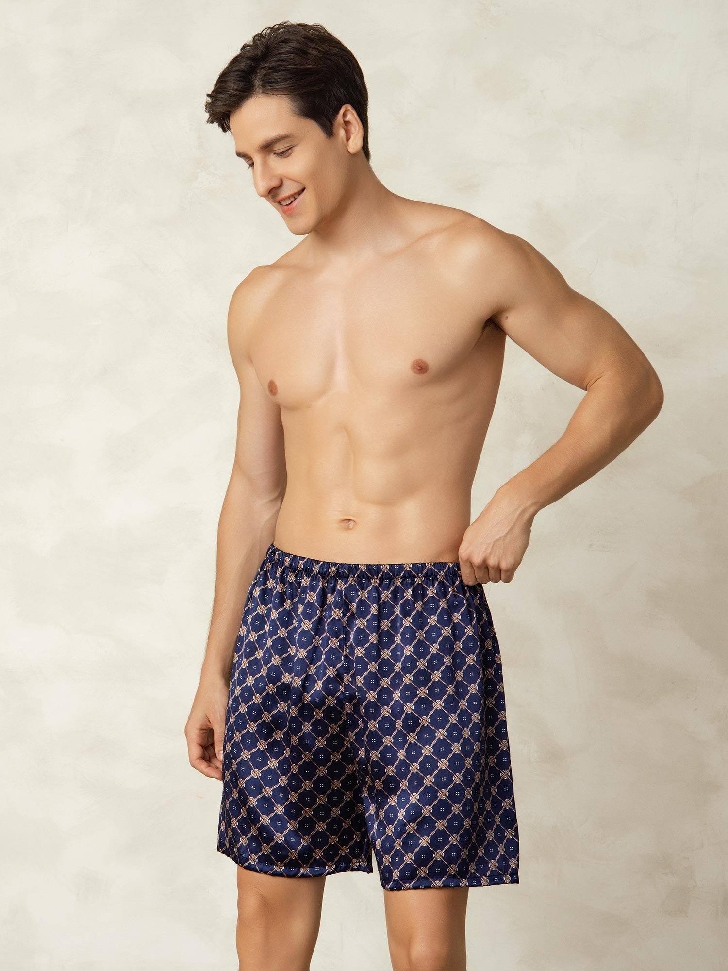 [Catena Blu Navy] SilkSilky-IT 19Momme Mens Sleep Bottoms 007