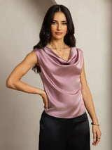 [Malva Pallido] SilkSilky-IT Cap Sleeve Cowl Neck Magliette donna 004