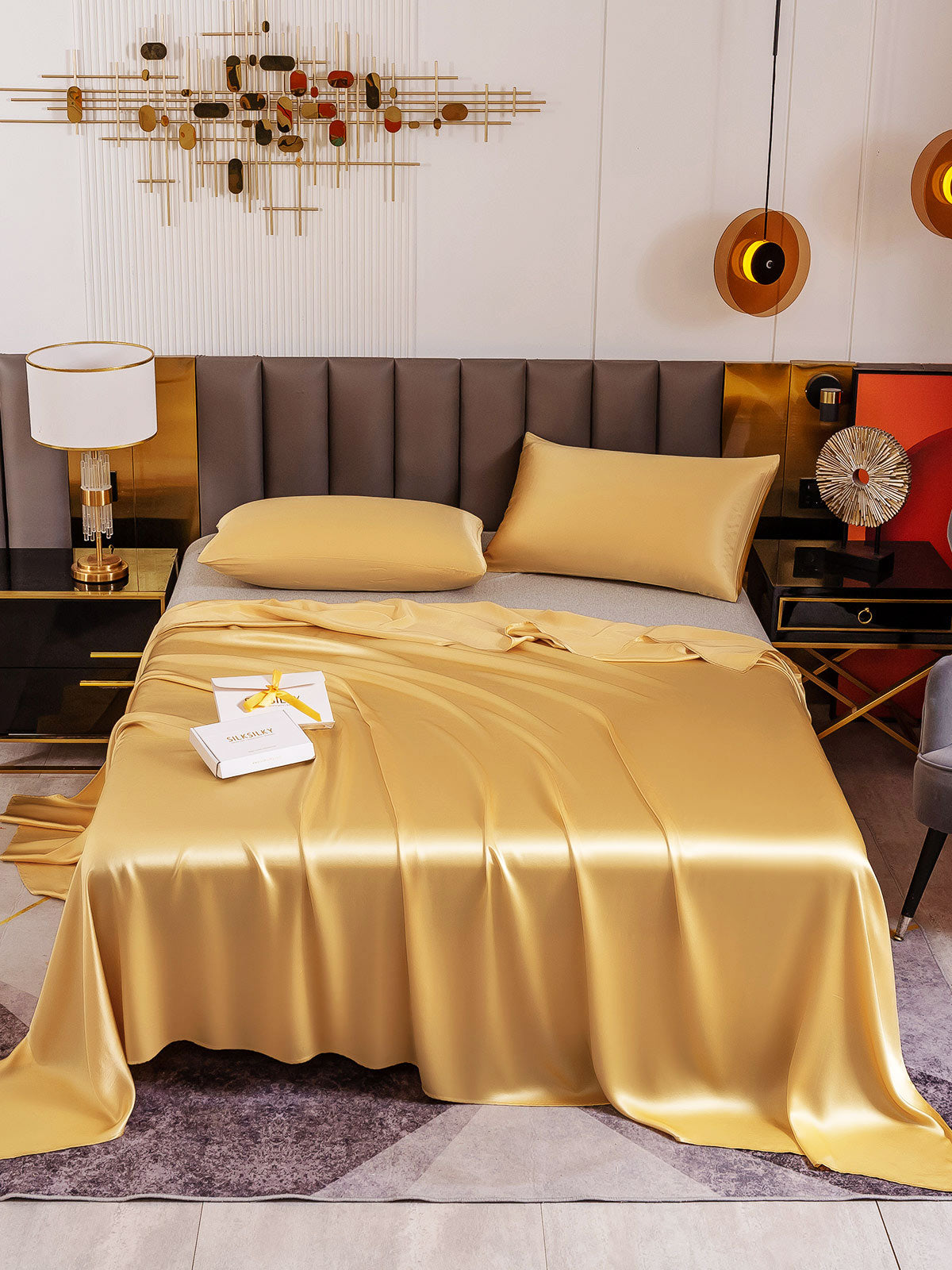 [Champagne] SilkSilky-IT 19Momme Seta pura Bedding Set 002