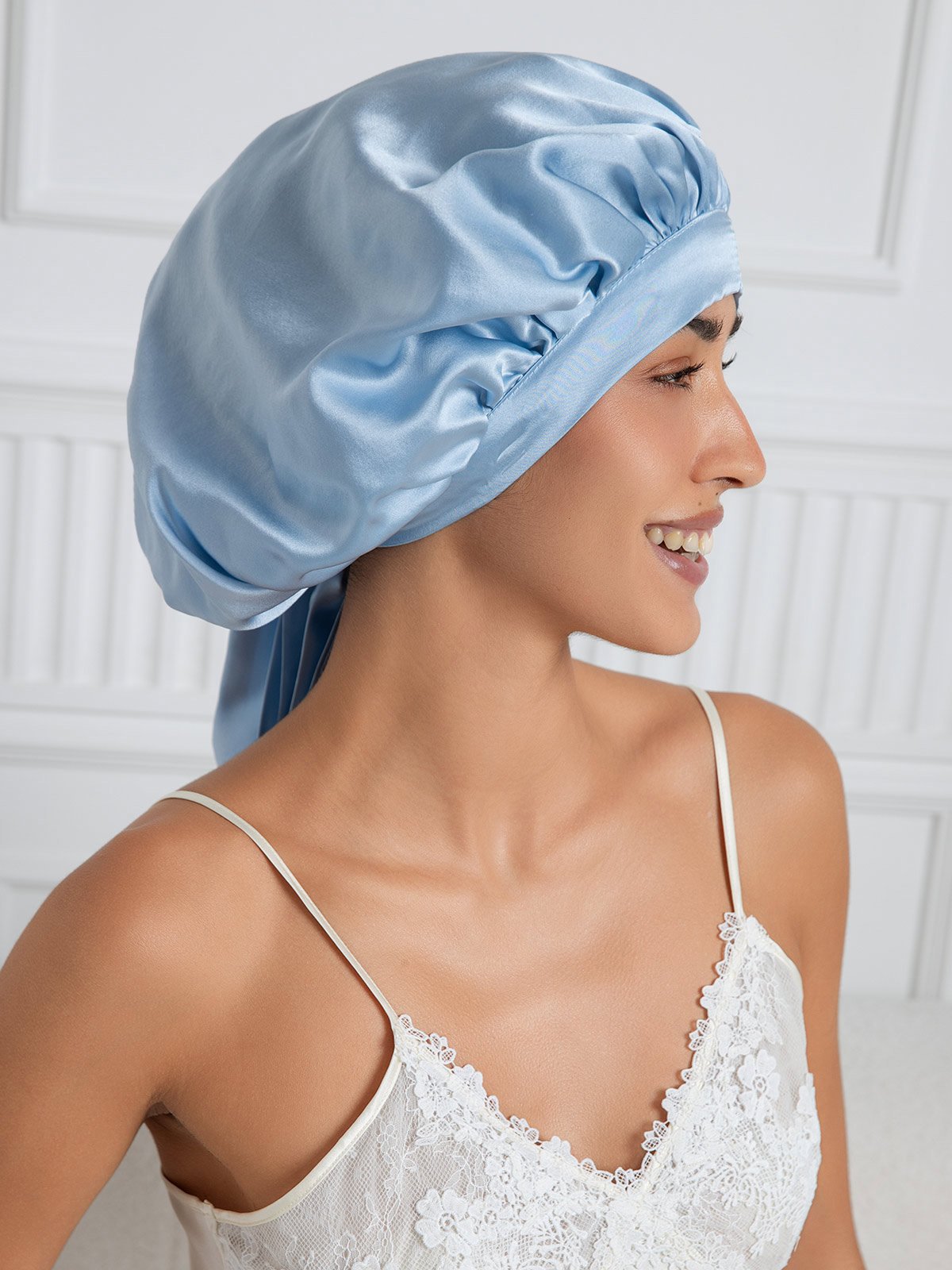 [Azzurro] SilkSilky-IT Seta pura Sleep Cap 005,