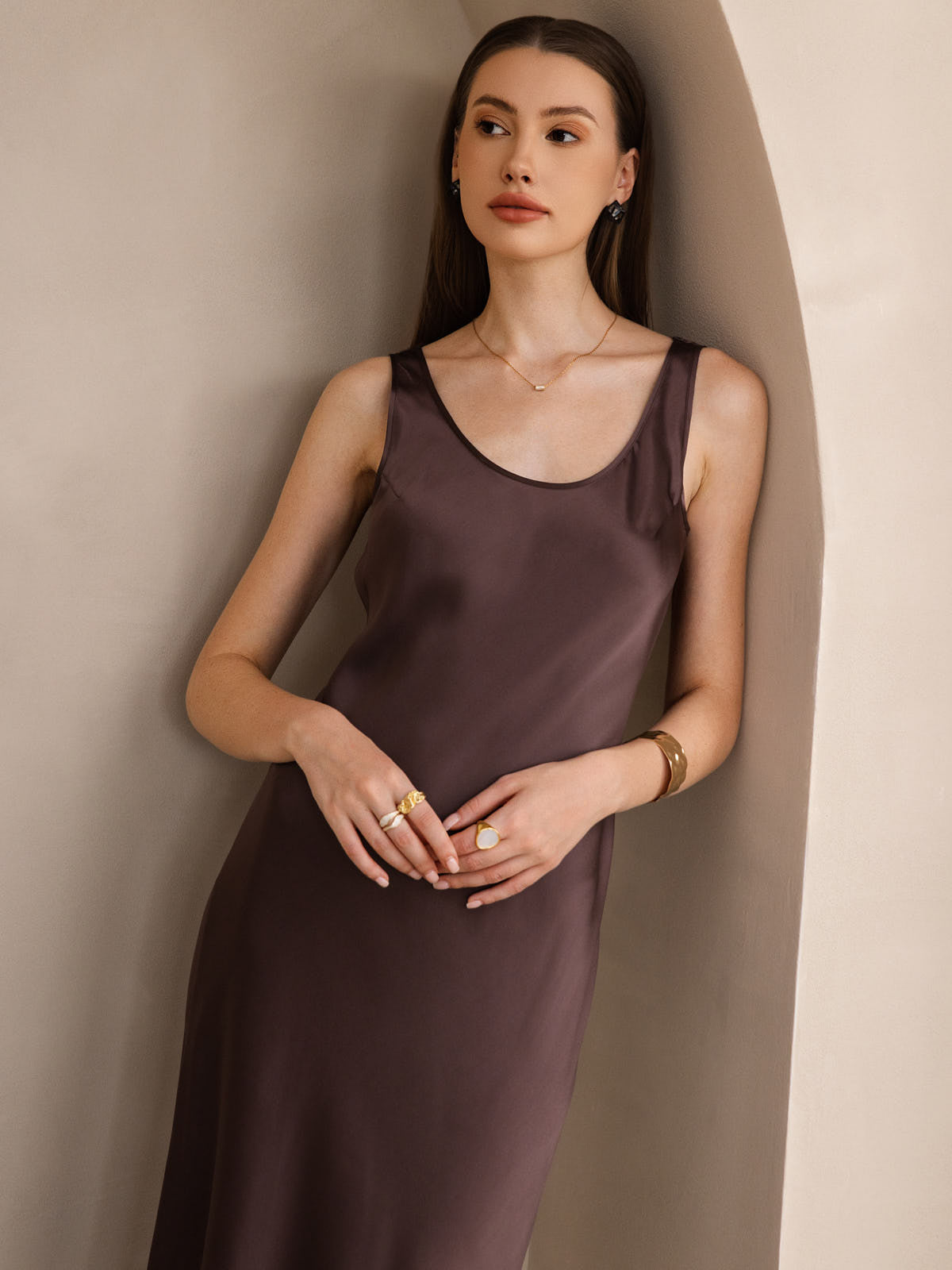 [Caffè] SilkSilky-IT Seta pura Dress 003