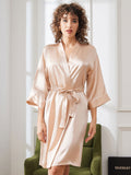 SilkSilky IT Seta pura A metà Womens Robe Champagne 004