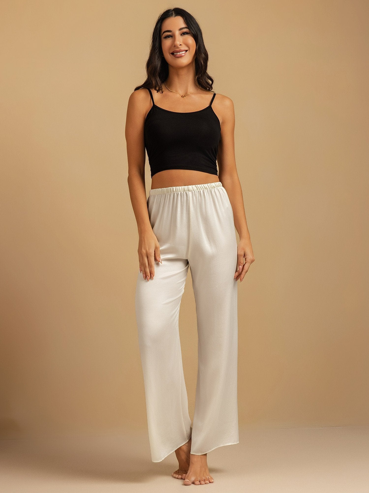 [Bianco] SilkSilky-IT 19Momme Seta Womens Sleep Bottoms 006,