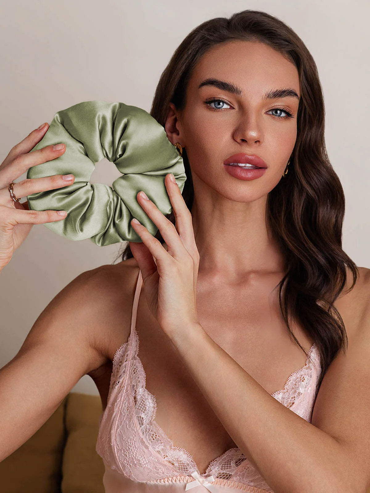 [Verde Chiaro] SilkSilky-IT Seta pura Scrunchie 002