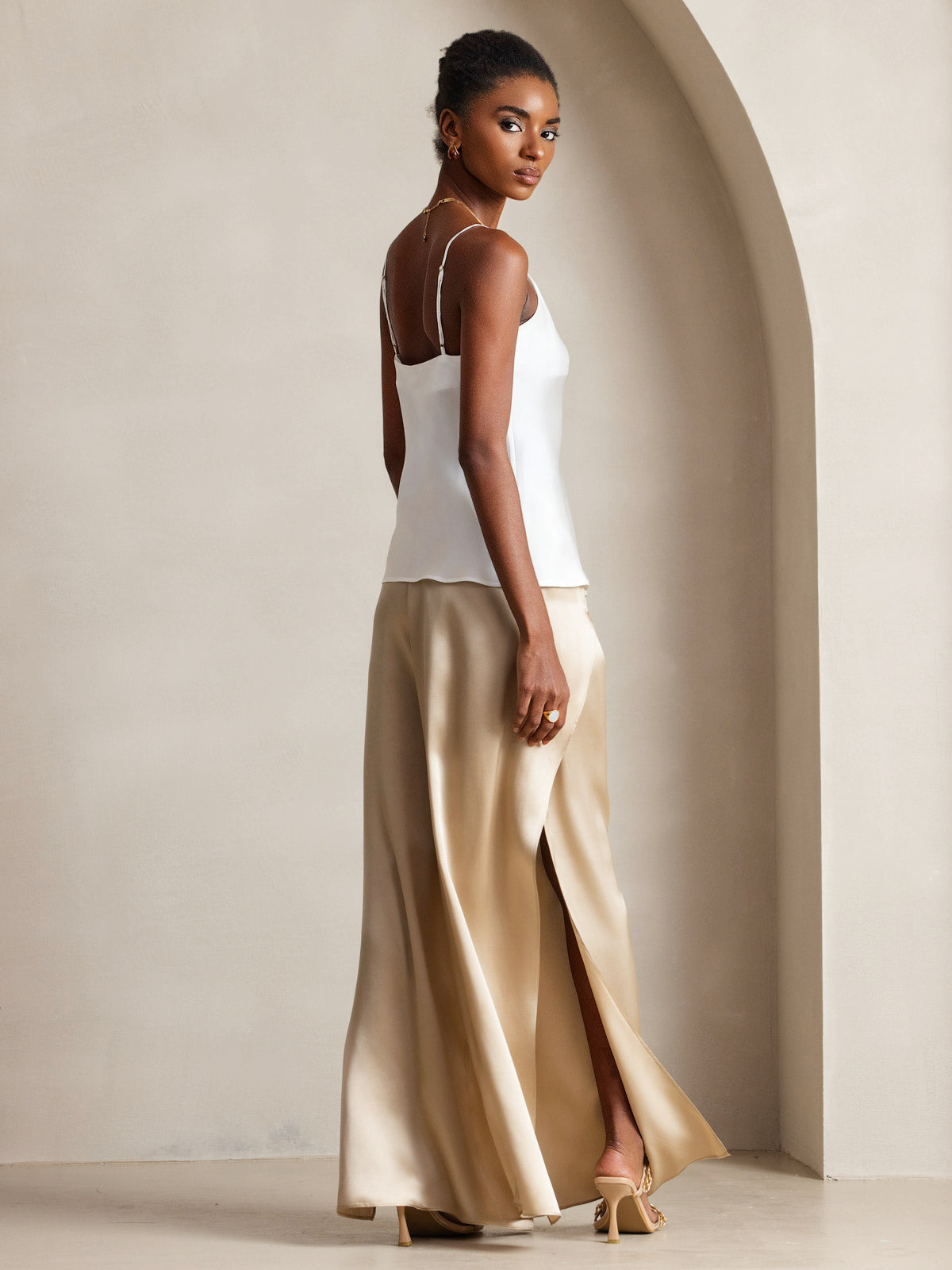 [Bianco] SilkSilky-IT Senza maniche Camisoles 004