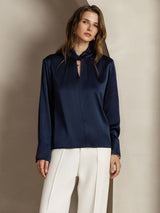 [Blu Scuro] SilkSilky-IT 19Momme Seta Womens Shirt 005