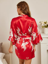 [Rosso Scuro] SilkSilky-IT 3/4 Sleeve Vestaglia da donna 002