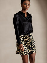 [Nero] SilkSilky-IT Long Sleeve Lapel Collar Camicie da donna 005