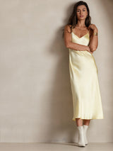 [Giallo Chiaro] SilkSilky-IT Sleeveless V Neck Camicia da notte 005