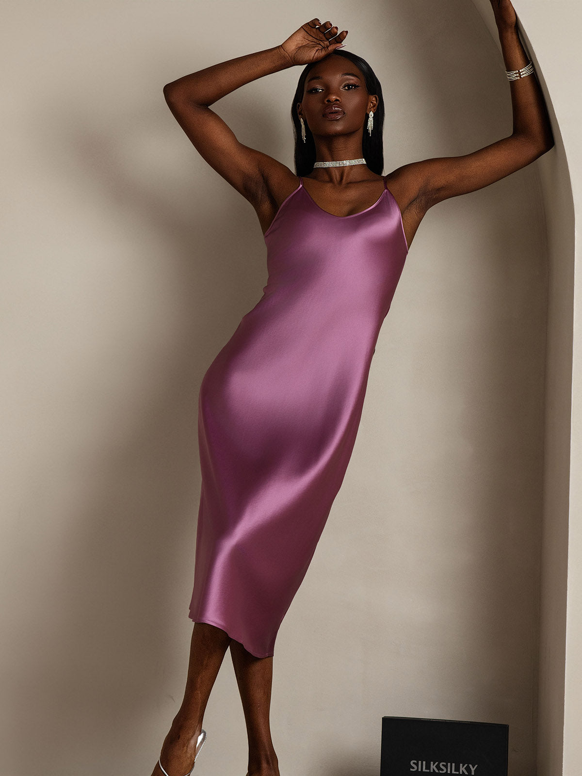 [Viola Scuro] SilkSilky-IT Seta pura Dress 001,