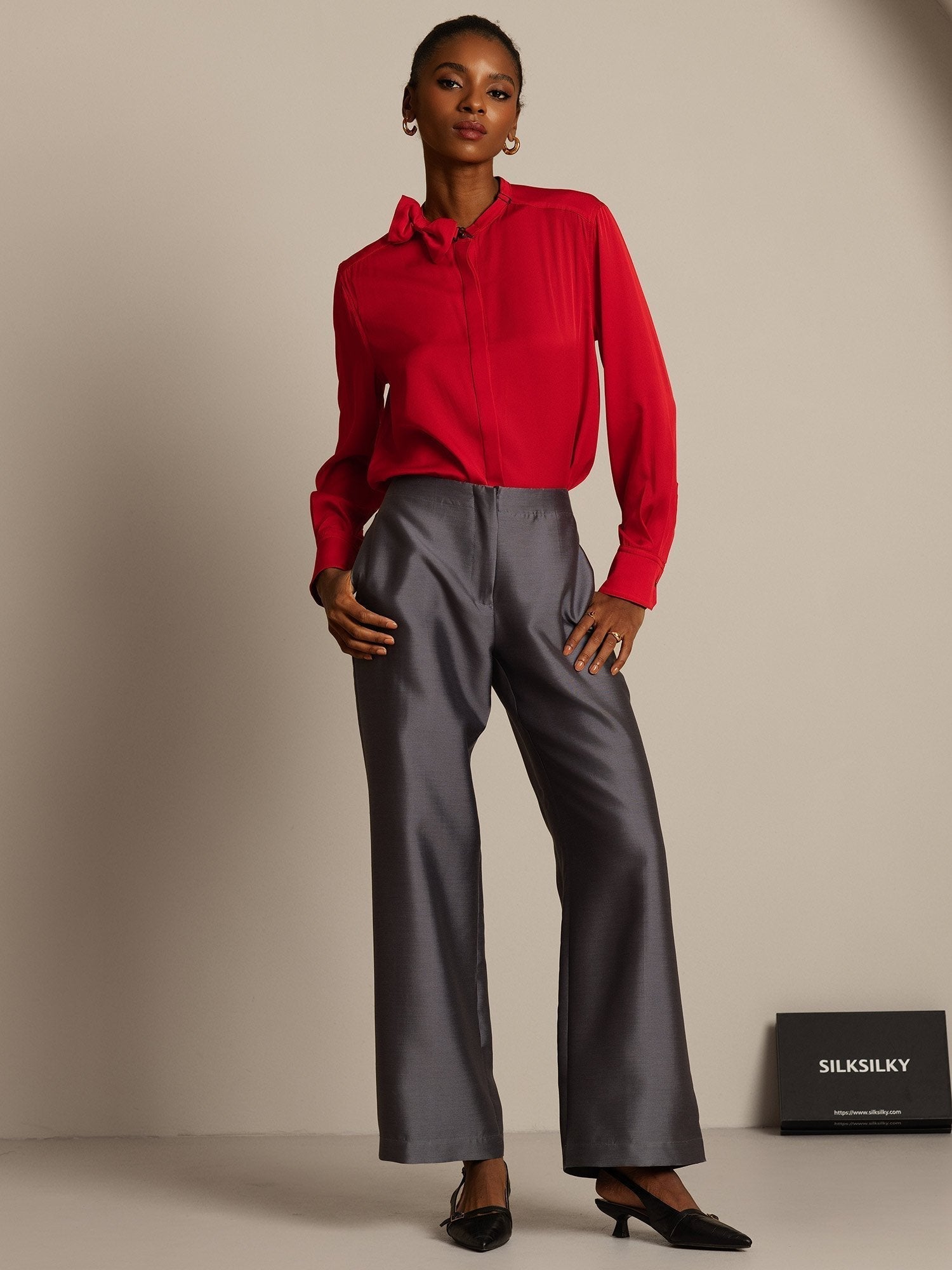 [Grigio] SilkSilky-IT 32Momme Seta Womens Pants 005,