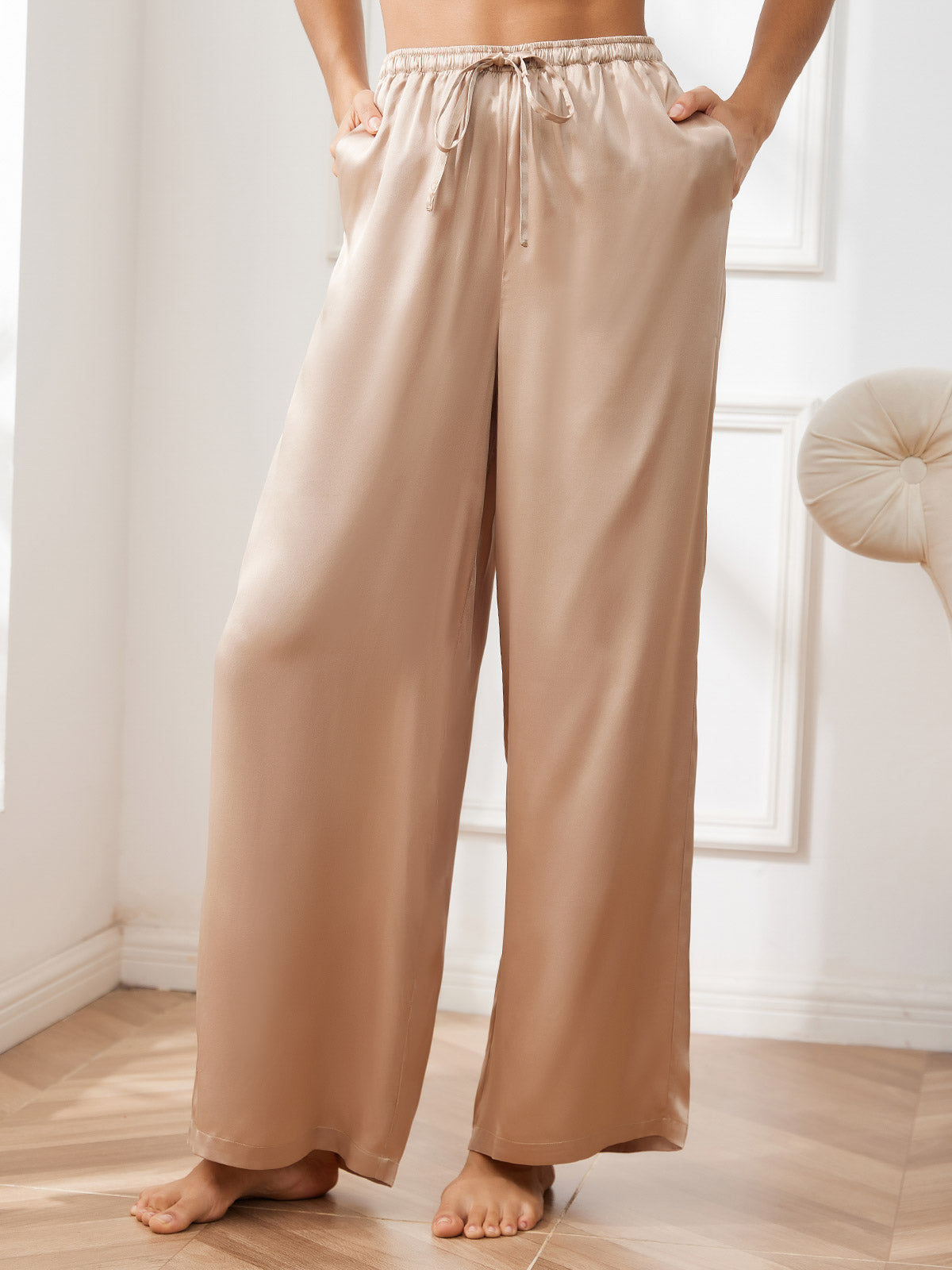 [Champagne] SilkSilky-IT Seta pura Womens Pants 003