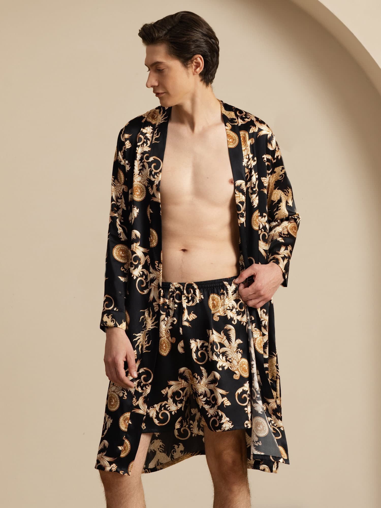 [Drago Nero] SilkSilky-IT Long Sleeve Pigiami da uomo 002