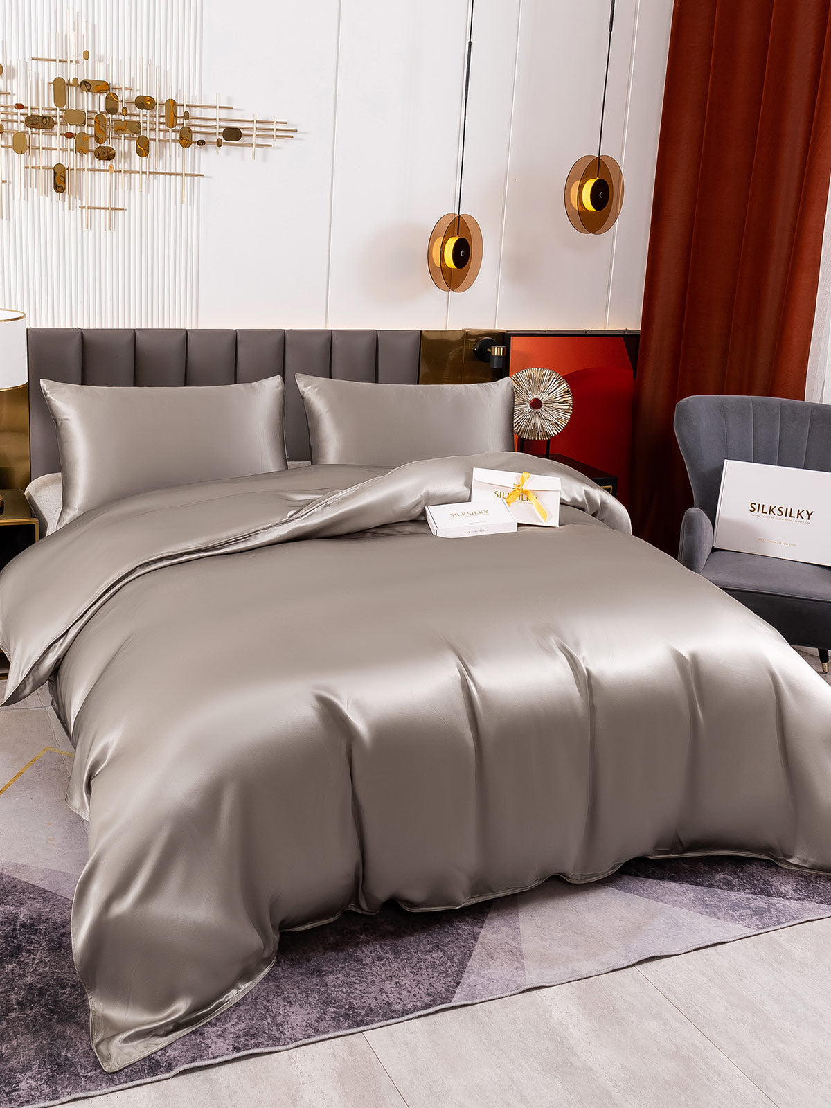[Grigio] SilkSilky-IT 19Momme Seta pura Bedding Set 003