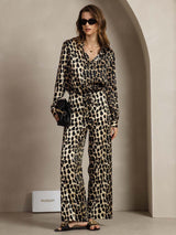 [Leopardo] SilkSilky-IT 19Momme Seta Colletto risvolto Women''s Outfit Sets 005