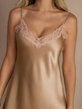 [Champagne] SilkSilky-IT Sleeveless V Neck Camicia da notte 008
