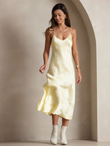 [Giallo Chiaro] SilkSilky-IT Sleeveless V Neck Camicia da notte 006