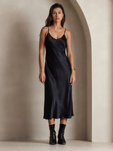 [Nero] SilkSilky-IT Sleeveless V Neck Vestiti da donna 005