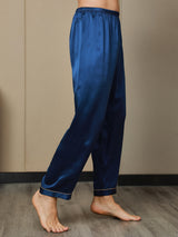 [Blu Scuro] SilkSilky-IT Seta pura Mens Sleep Bottoms 006,