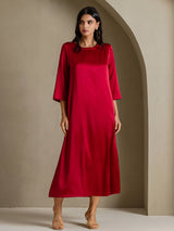 [Vino] SilkSilky-IT 3/4 Sleeve Round Neck Vestiti da donna 006