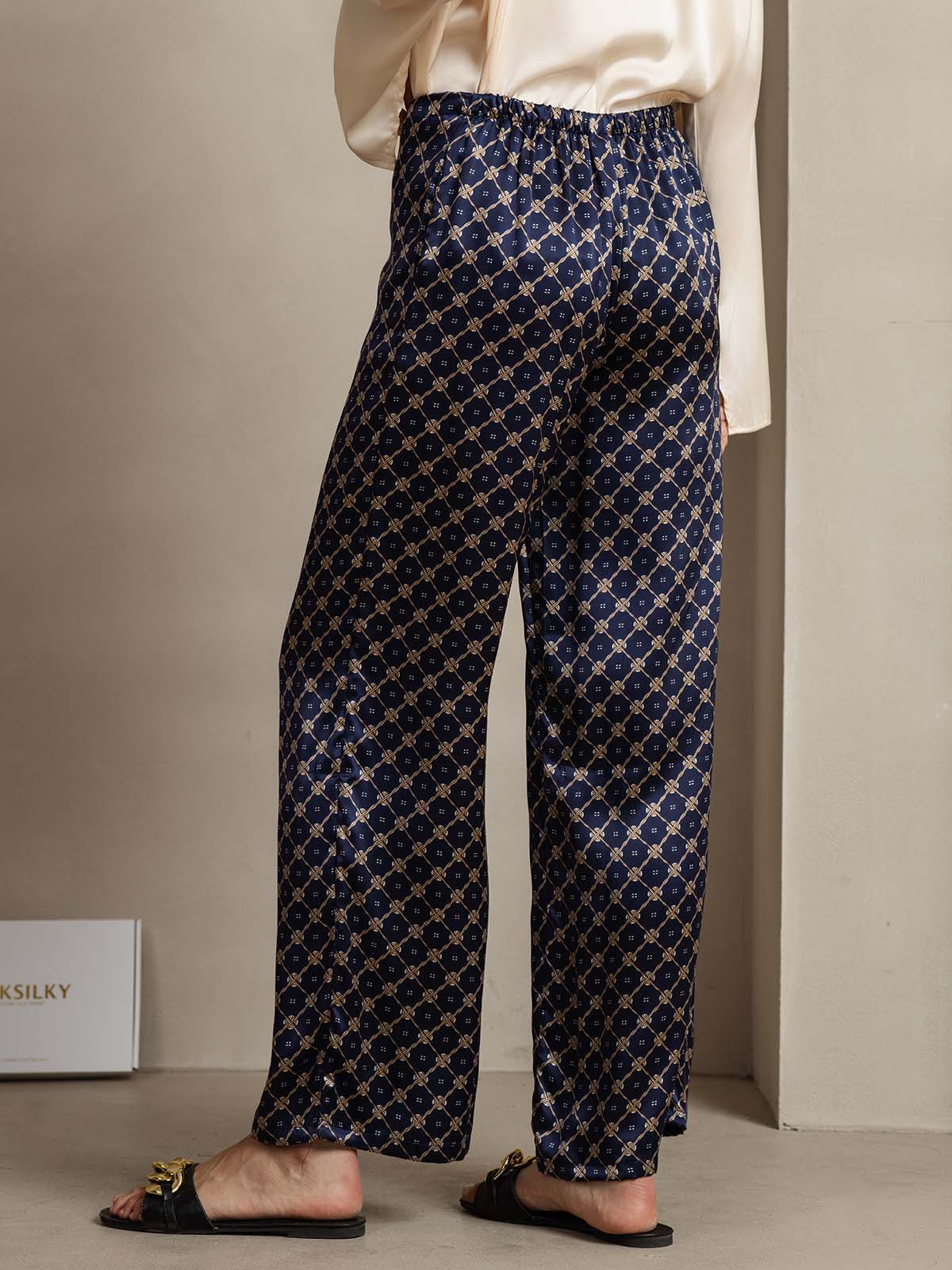 [Catena Blu Navy] SilkSilky-IT 19Momme Seta Womens Pants 002