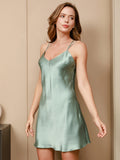 SilkSilky IT Seta pura A tre quarti Nightgown&Robe Set MentaVerde 008