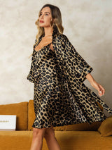[Leopardo] SilkSilky-IT Seta pura Nightgown&Robe Set 004,