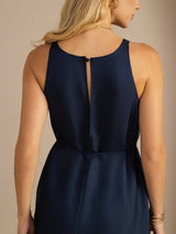 [Blu Scuro] SilkSilky-IT Sleeveless Crew Neck Vestiti da donna 006