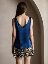[Blu Scuro] SilkSilky-IT Sleeveless V Neck Cami 002
