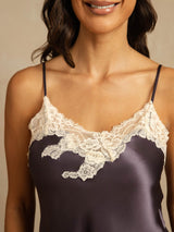 [Grigio Porpora] SilkSilky-IT Sleeveless V Neck Set di Bretelle 004