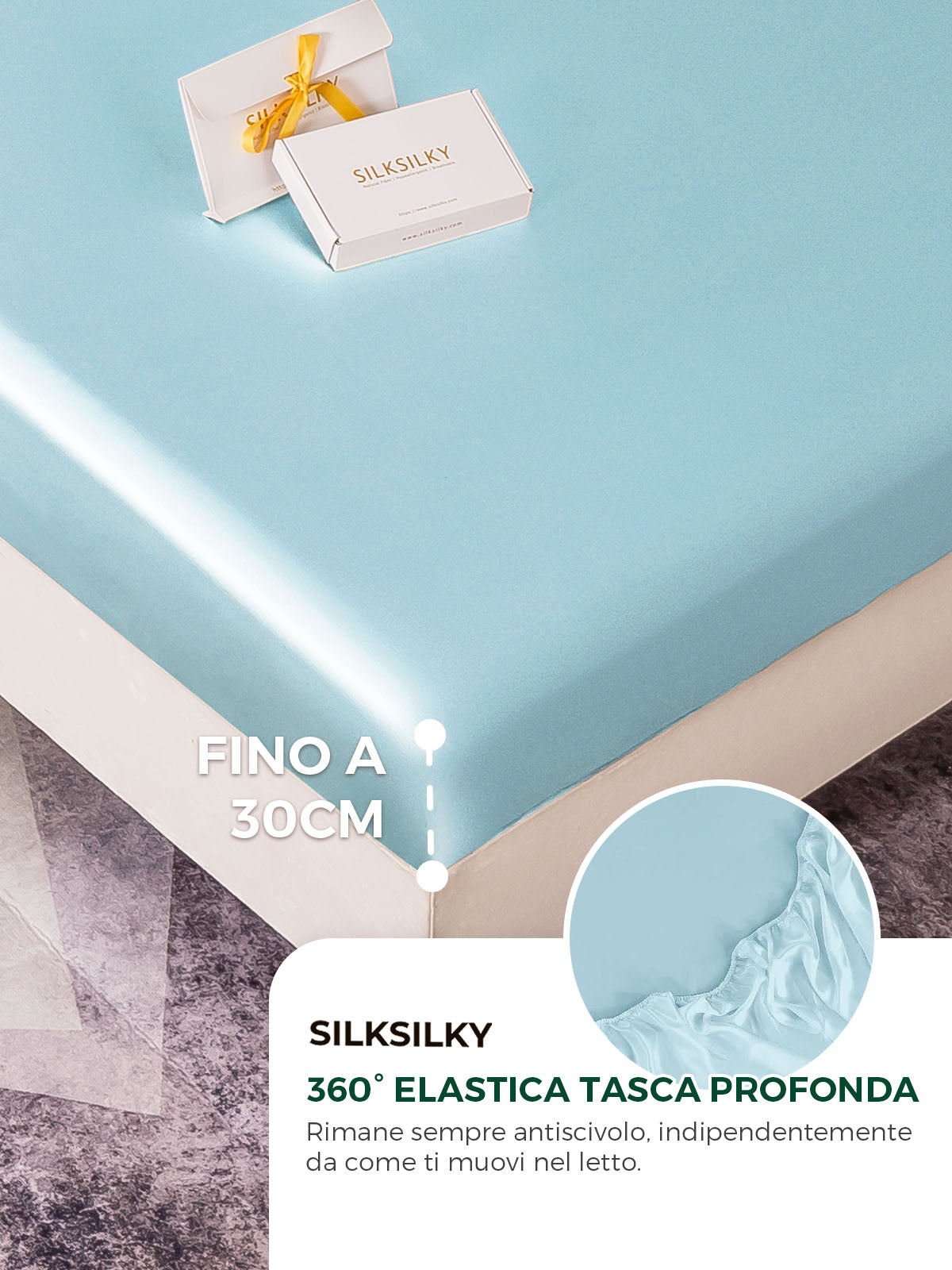 [Azzurro] SilkSilky-IT 19Momme Seta pura Bedding Set 004