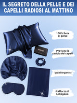 [Blu Scuro] SilkSilky-IT 19Momme Seta pura Pillowcase Set 002