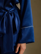 [Blu Scuro] SilkSilky-IT Long Sleeve Shawl Collar Pigiami da donna 004