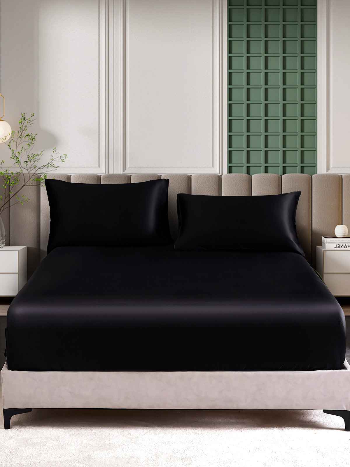 SilkSilky IT 25Momme Seta pura Bedding Set Nero 002