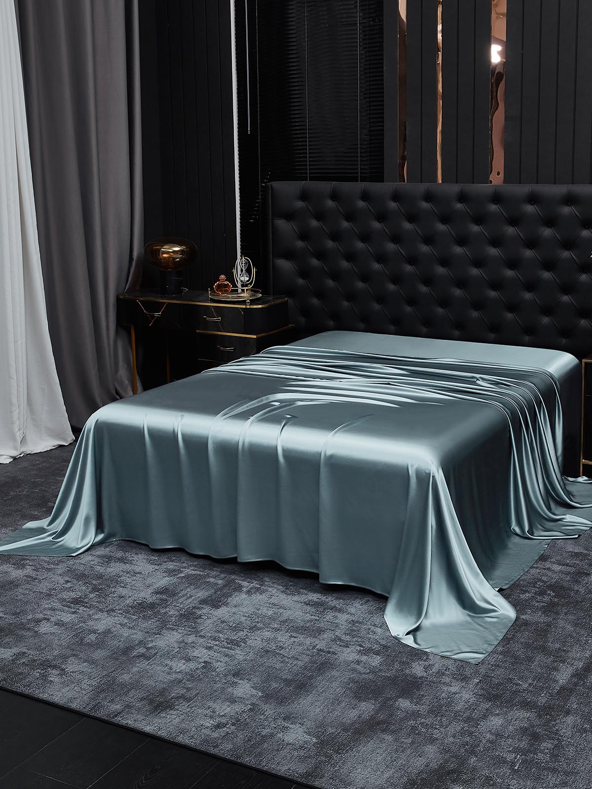 [Blu Grigiastro] SilkSilky-IT 22Momme Seta pura Sheet 002