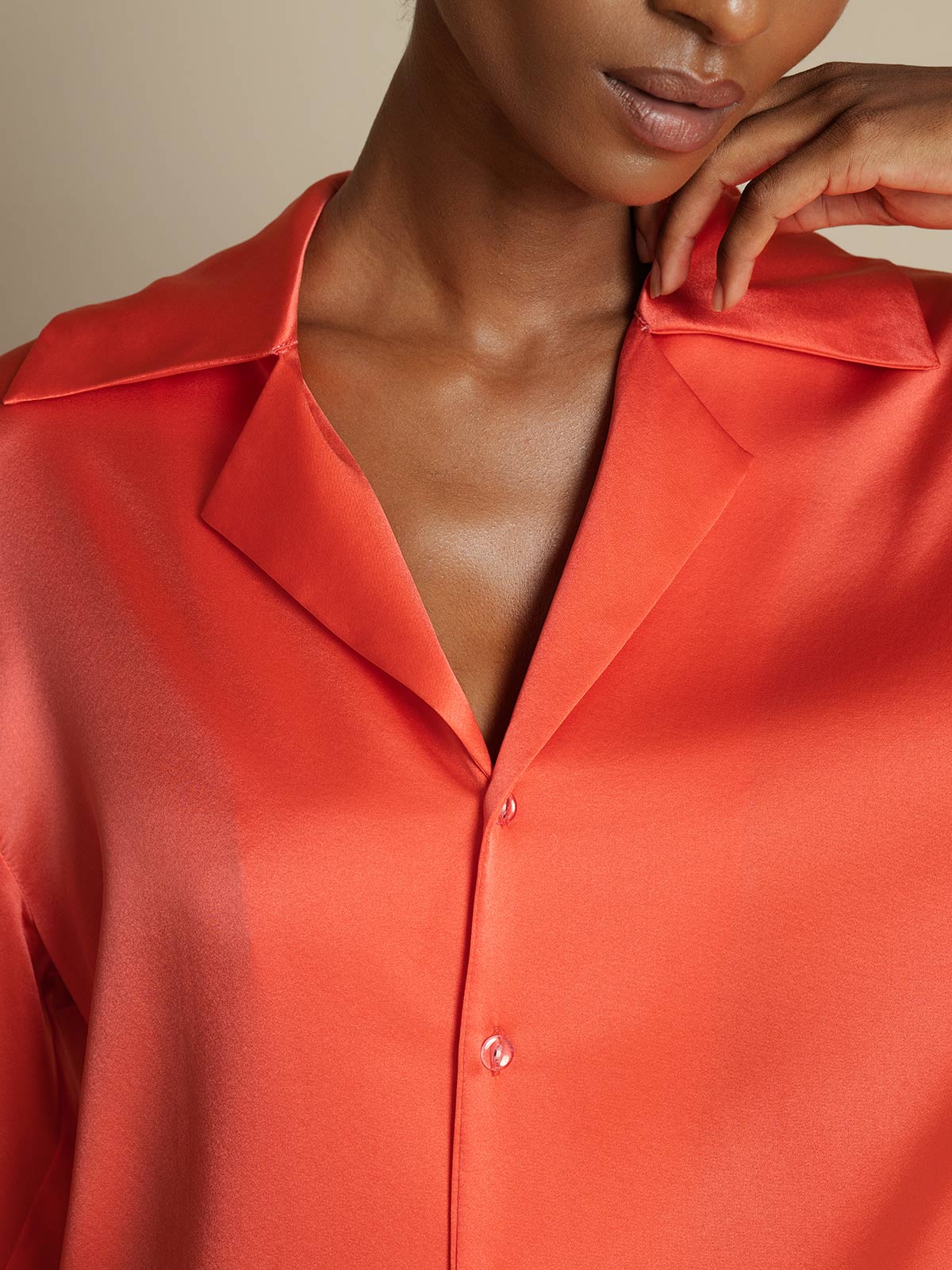 [Rosso Imperiale] SilkSilky-IT 19Momme Seta Womens Shirt 003