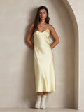 SilkSilky-IT Seta pura Senza maniche Dress Giallo 001