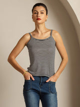 [Righe Nere] SilkSilky-IT Square Neck Cami 006