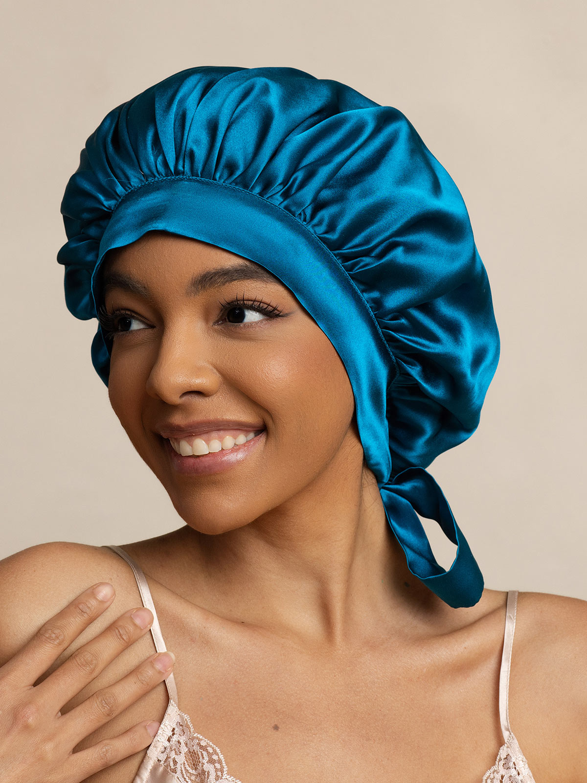 [Verde Acqua] SilkSilky-IT Seta pura Sleep Cap 001,