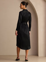 [Nero] SilkSilky-IT Long Sleeve Lapel Collar Vestiti da donna 002
